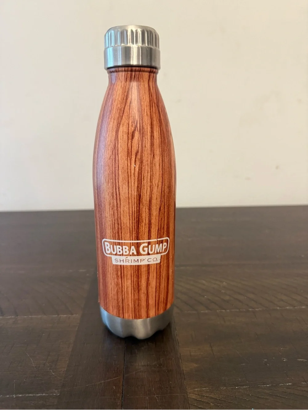 Bubba Gump Shrimp Co Stainless Steel Wood Grain 16oz Water Bottle Flask